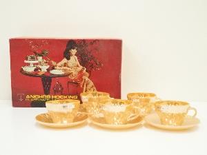 ANCHOR HOCKING　アンカーホッキング　カップ&ソーサー5客（箱付）